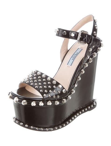 prada wedge sandals with bow|prada studded pony skin sandals.